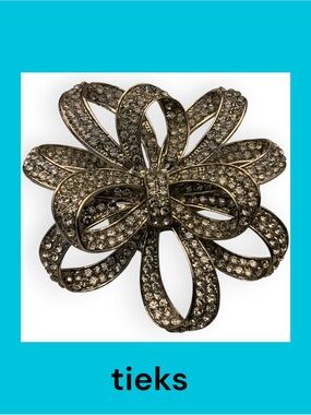 Tieks Crystal Ribbon Flower in Silver
